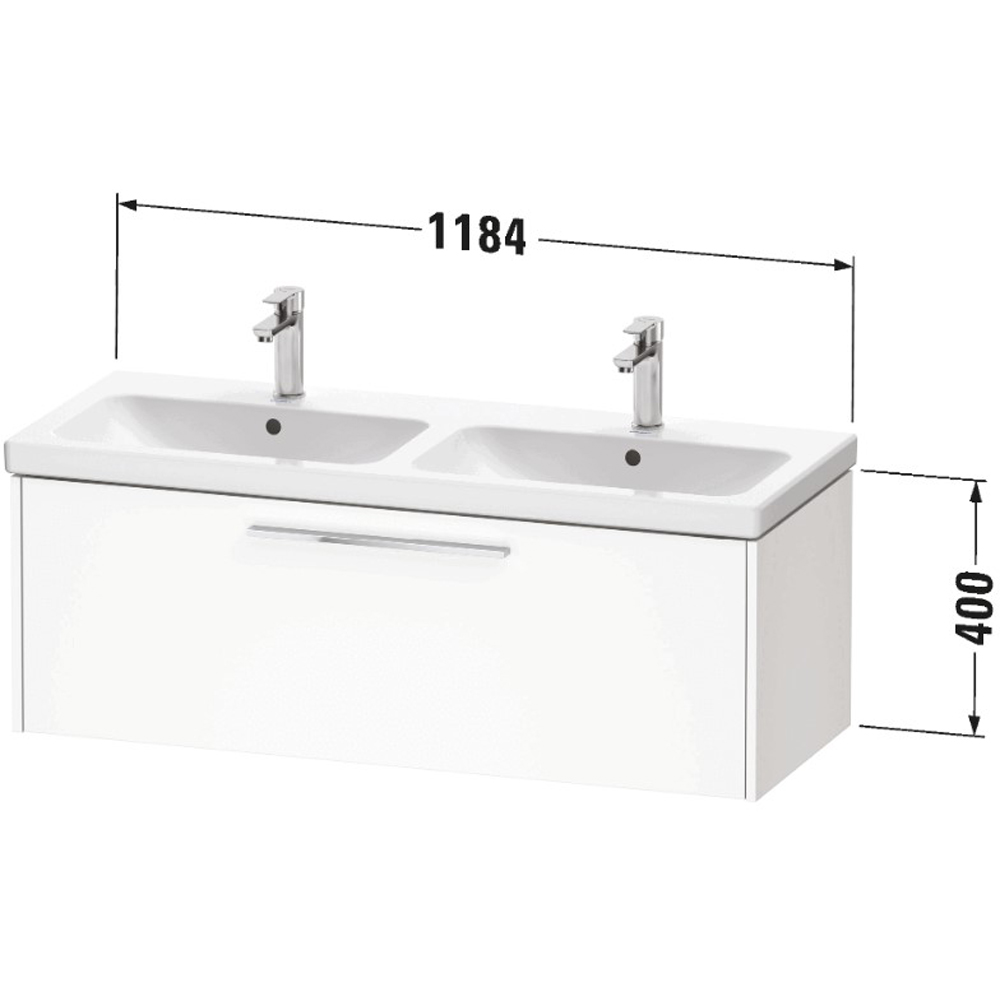 Duravit D-Code Single Drawer Pale Green Wall Hung Vanity Unit 1184 x 460mm Image 2