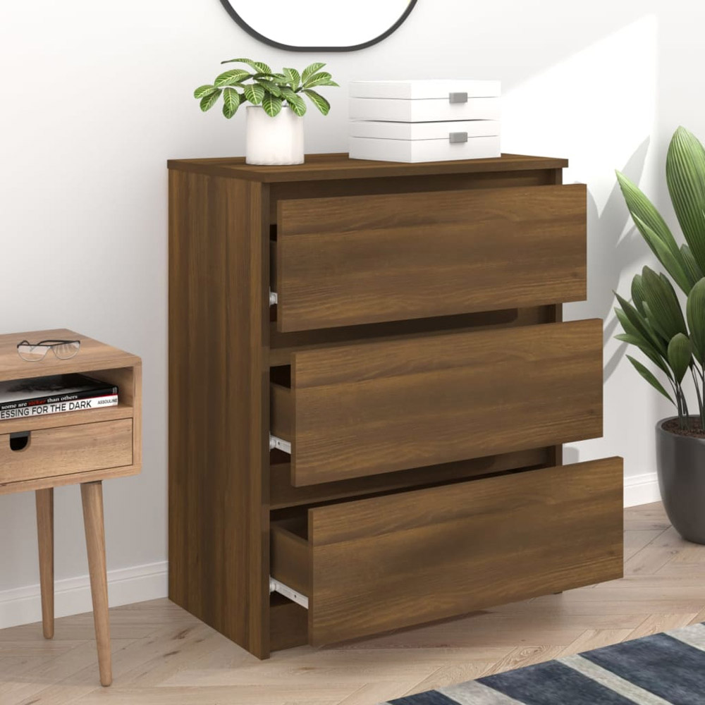 vidaXL 3 Drawer Brown Oak Sideboard Image 6