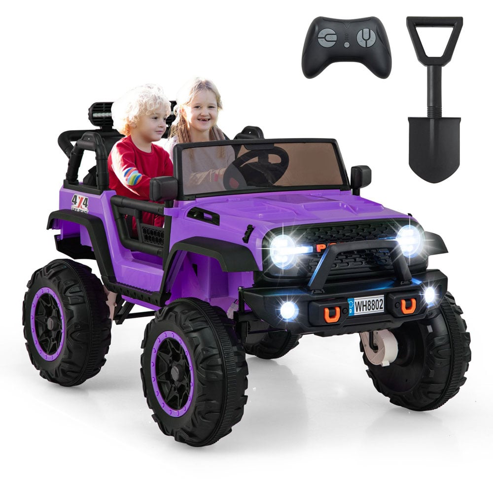 Costway 2 Seater Purple Ride On Car with Remote Control and Horn Image 3