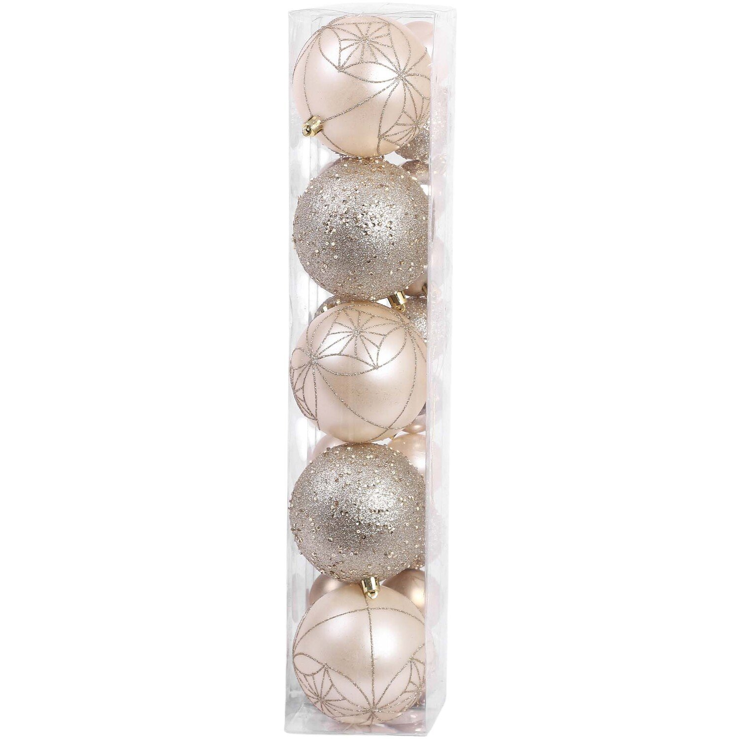 Set of 25 Ivory Champagne Baubles Champagne Image 2