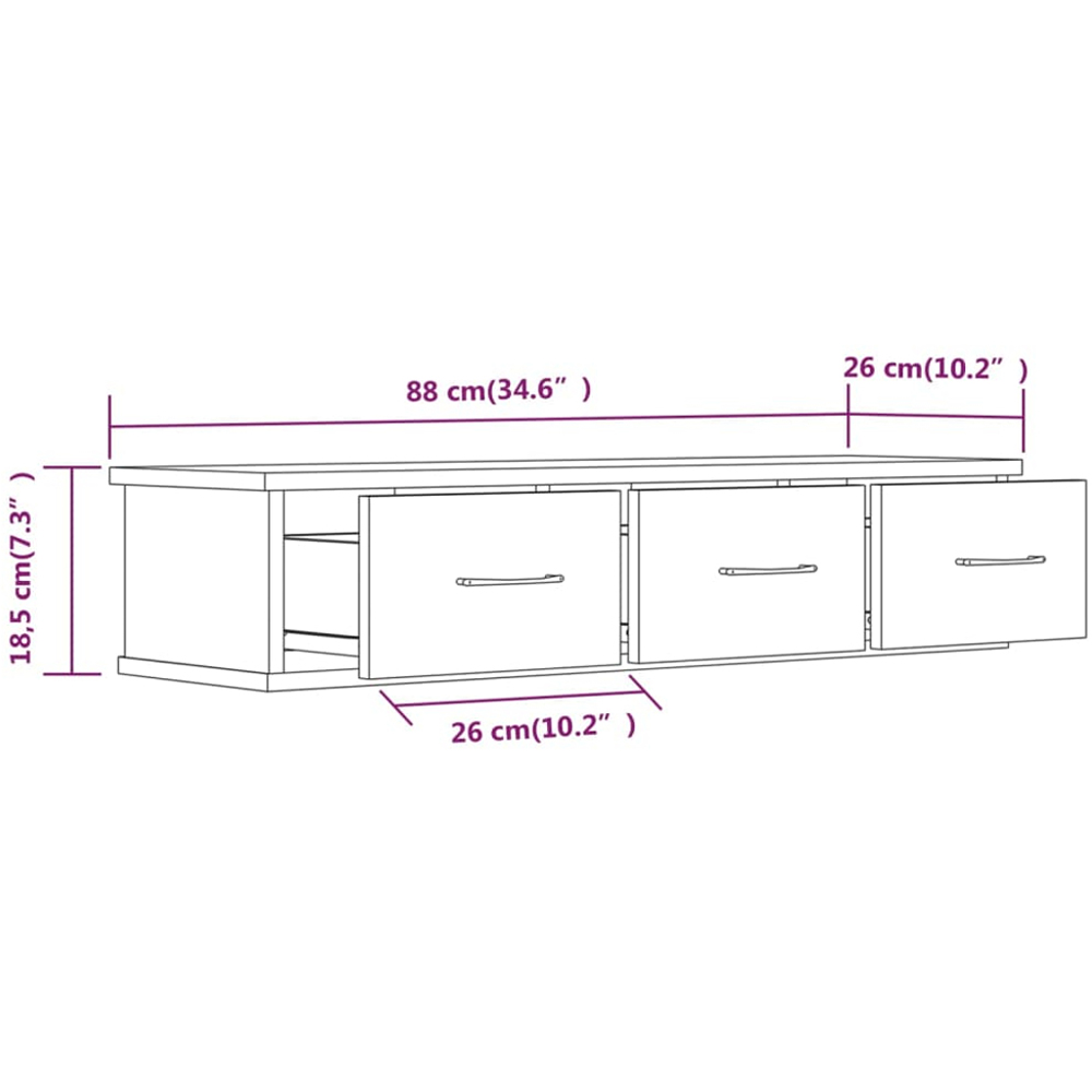 vidaXL 3 Drawer White Wall Cabinet Image 8
