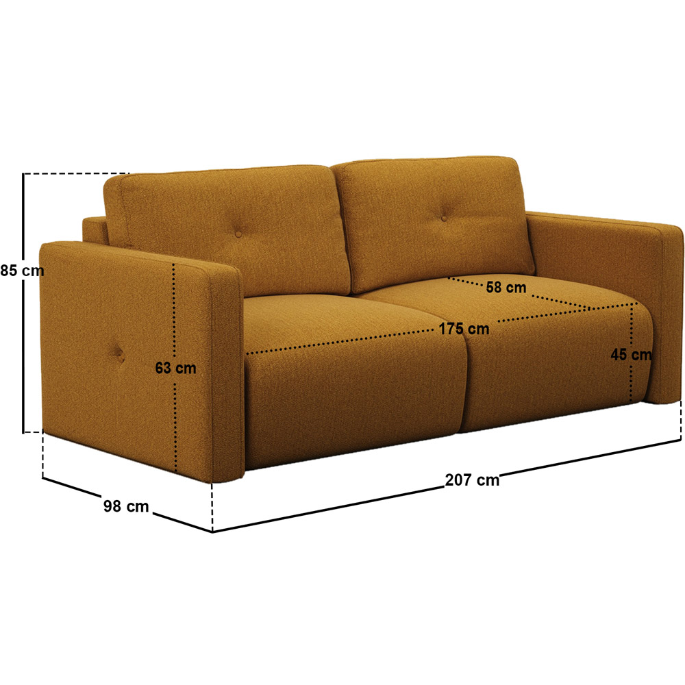 Solace+Co Wilfie 3 Seater Mustard Chenille Sofa Image 7