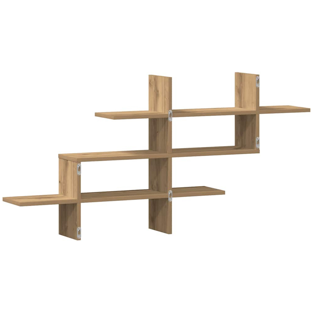 vidaXL 8 Shelf Artisan Oak Floating Wall Shelf Image 5