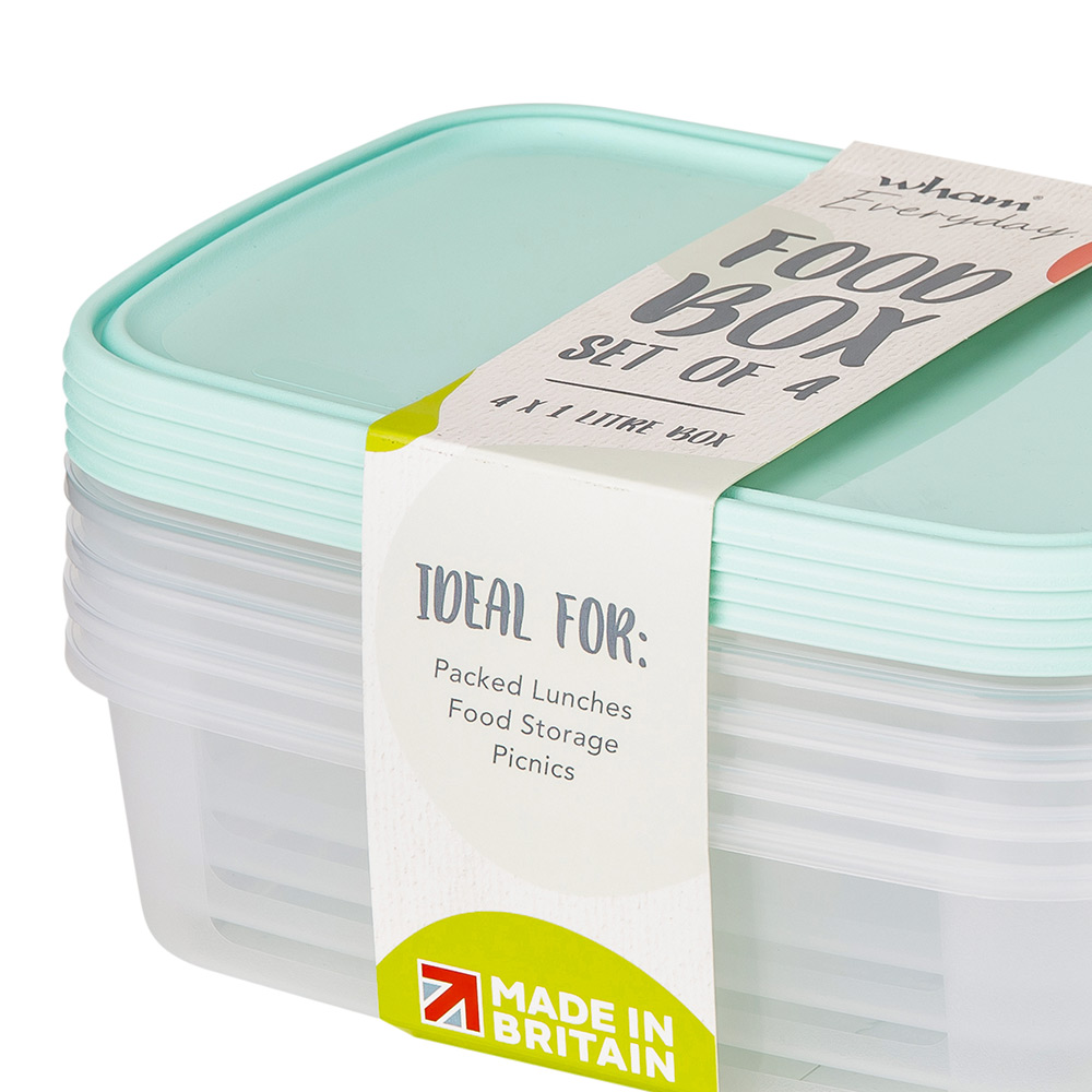 Wham 1L Everday Food Box and Lid 4 Pack Image 3