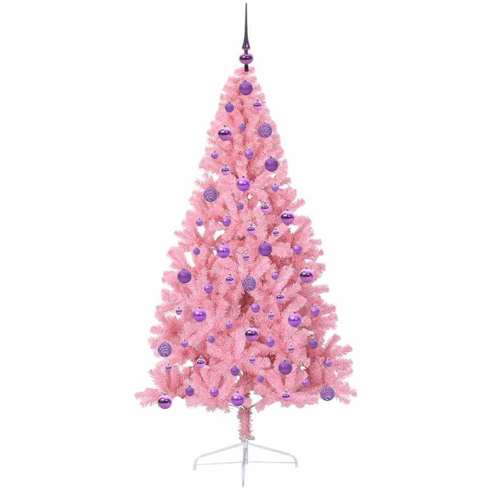 vidaXL Pre-Lit Lilac Bauble Pink Artificial Christmas Tree 6ft Image 2