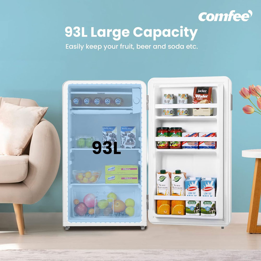 Comfee White Retro Freestanding Fridge with Chiller Box 93L Image 3
