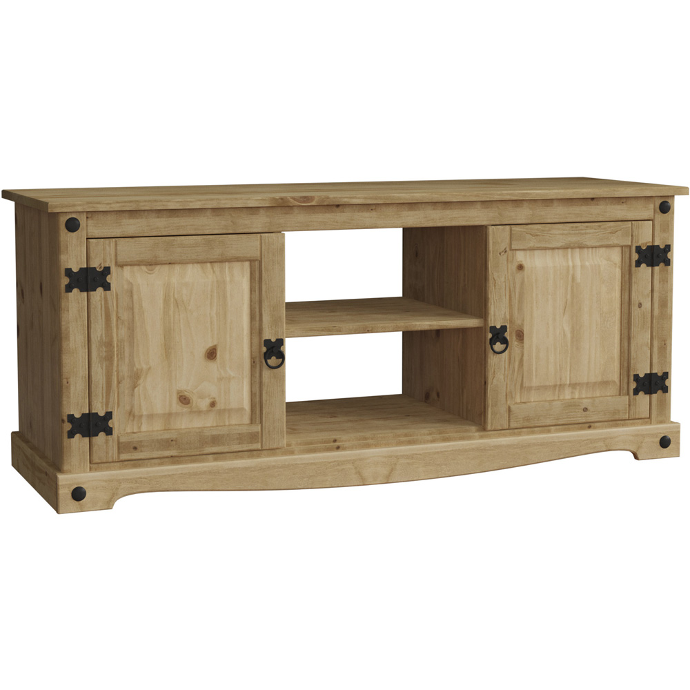 Vida Designs Corona 2 Door 2 Shelf Pine TV Unit Image 2