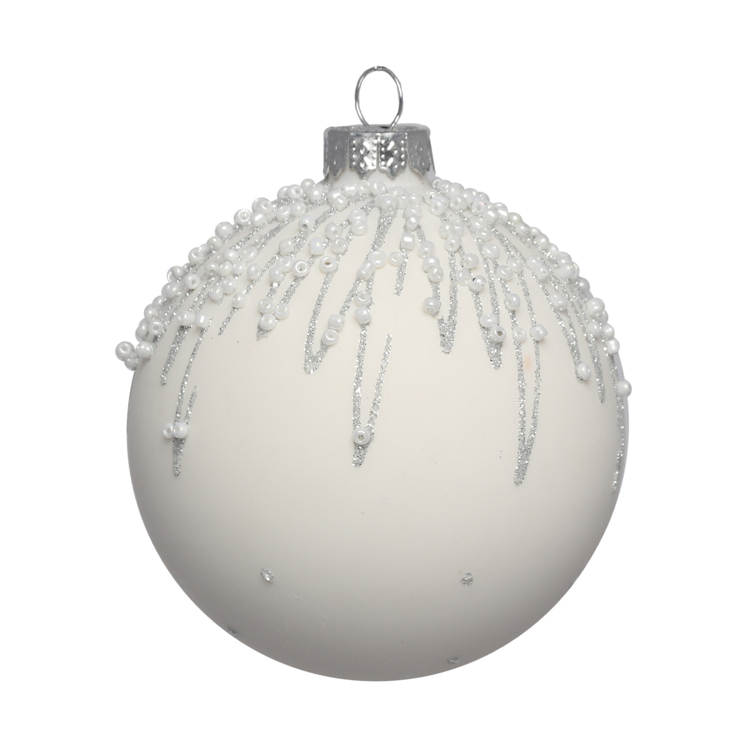 Midnight Fantasy White and Silver Matte Bauble Image 2