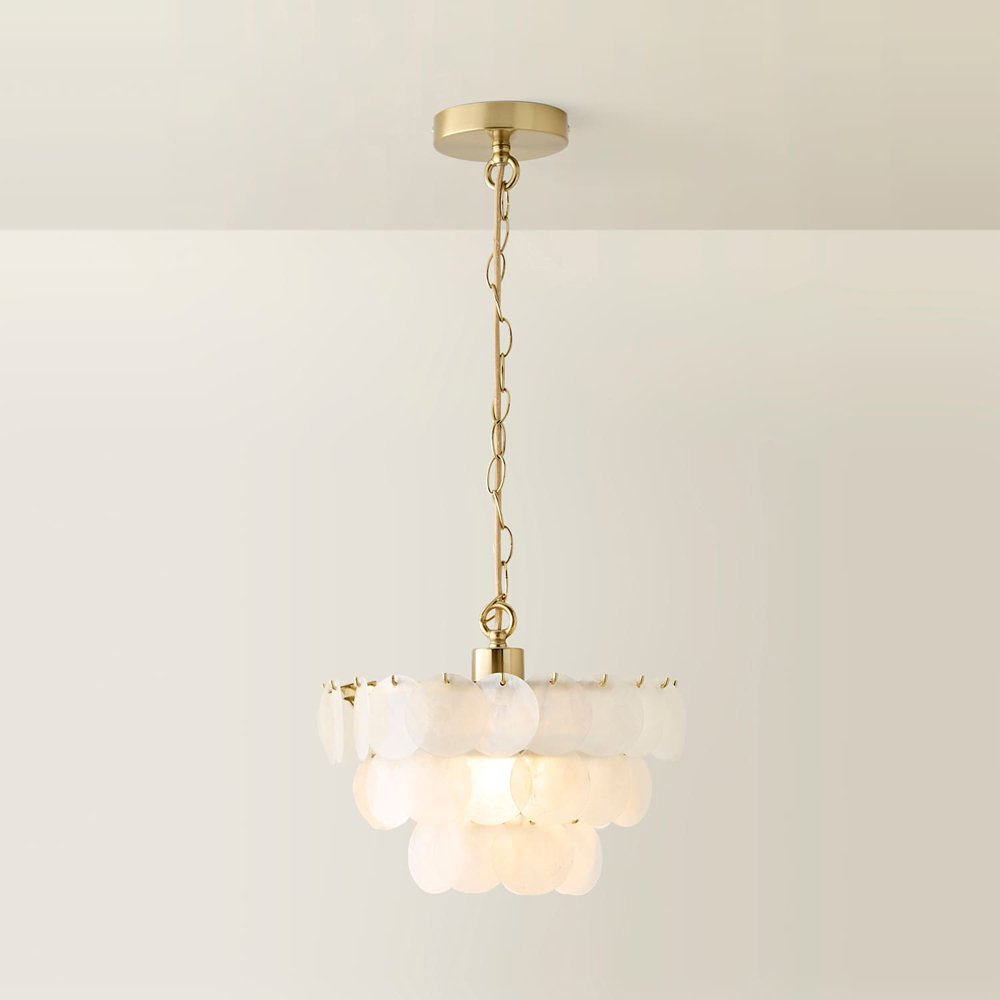 ValueLights Ophelia 3 Tier Capiz Shell Disc LED Chandelier Ceiling Light with Bulb Image 4