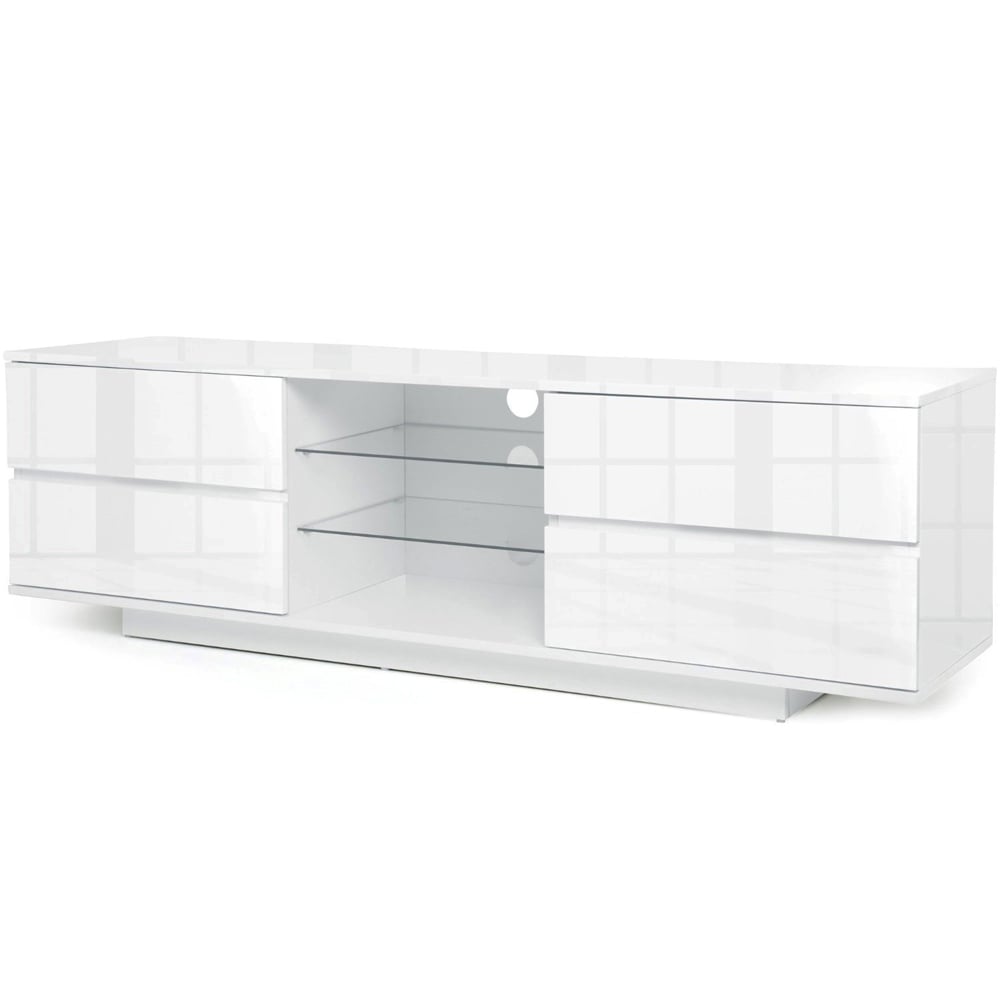 Centurion Supports Avitus 4 Drawer 3 Shelf Premium High Gloss White TV Unit Image 2