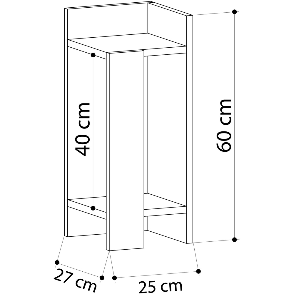 Decortie Elos 2 Shelf Oak Effect Right Module Bedside Table Image 6