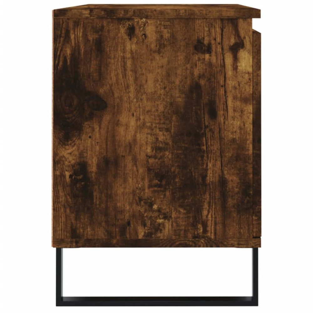 vidaXL 2 Door 2 Open Shelf Smoked Oak TV Cabinet with Iron Legs Image 7