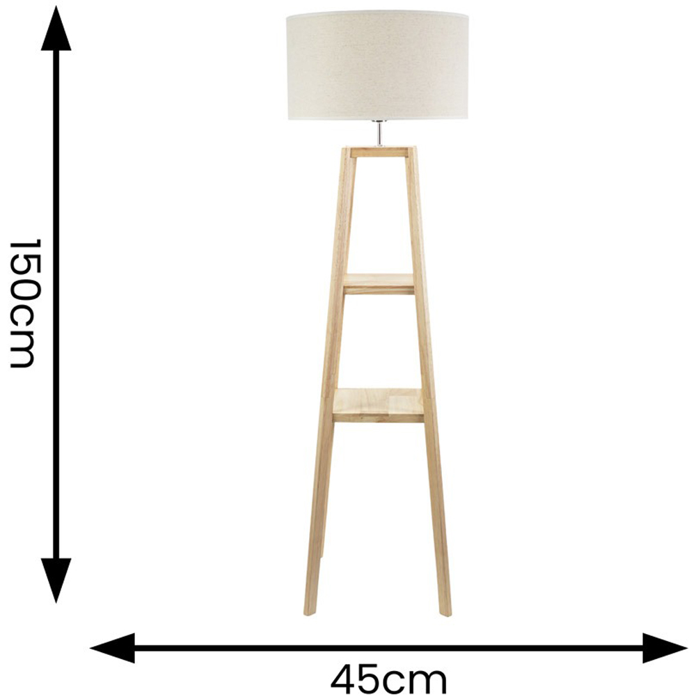 ValueLights Wakefield 2 Shelf White Edge Drum Shade Wooden LED Floor Lamp Image 7