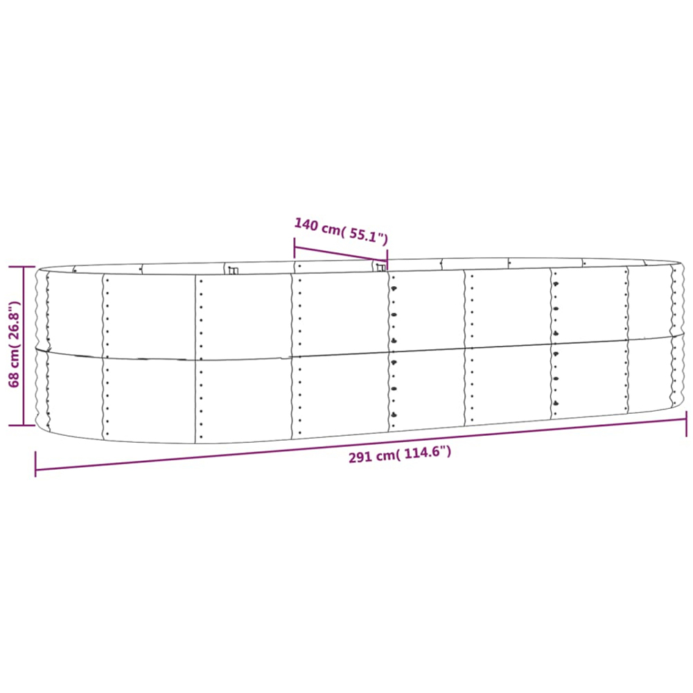 vidaXL Brown Galvanised Steel Raised Garden Bed 68 x 140 x 291cm Image 5