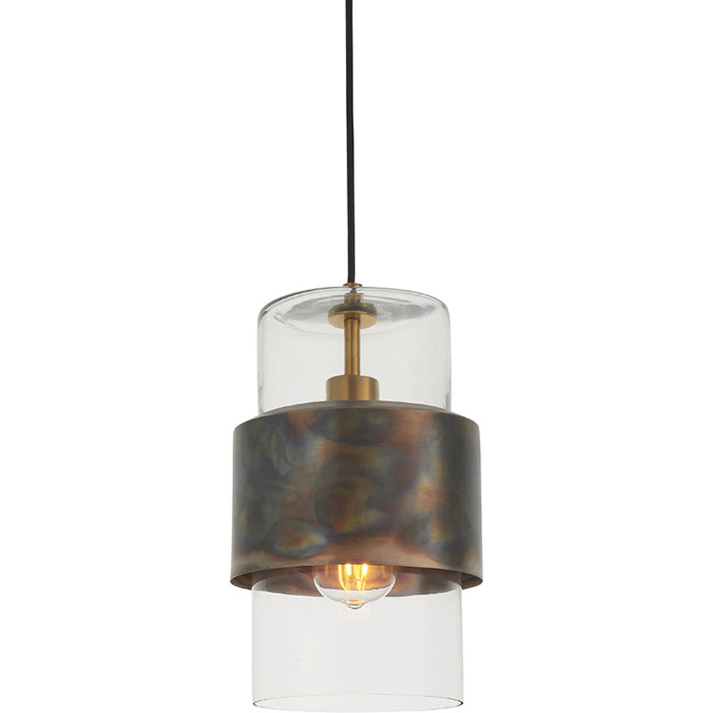 Merano Palermo Bronze Patina and Clear Glass Pendant Ceiling Light Image 3