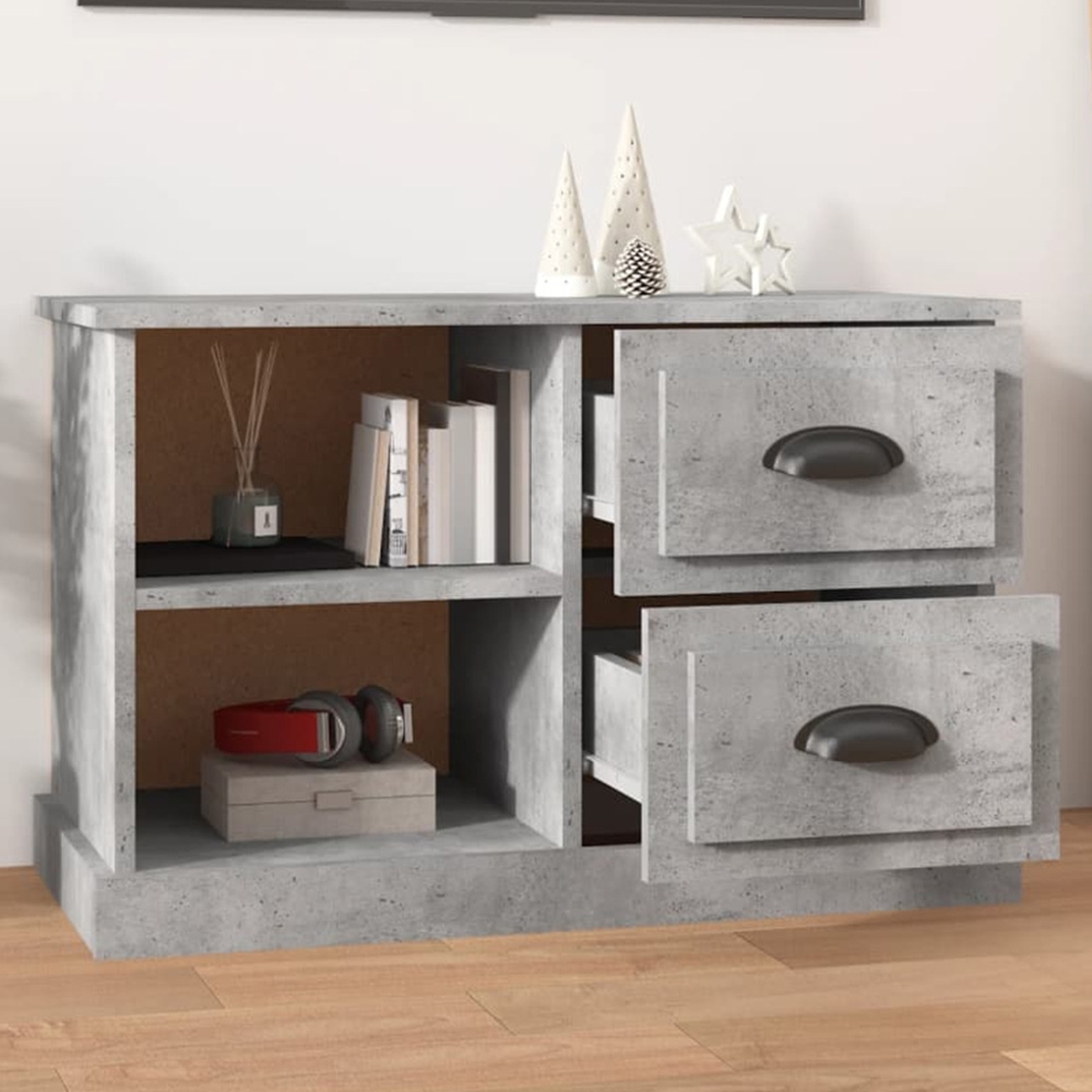 vidaXL 2 Drawer 2 Shelf Concrete Grey TV Cabinet Image 1