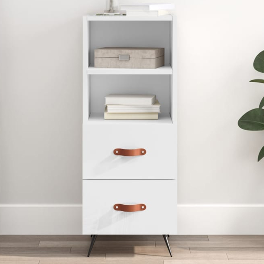 vidaXL 2 Drawer 2 Shelf High Gloss White Sideboard Image 1