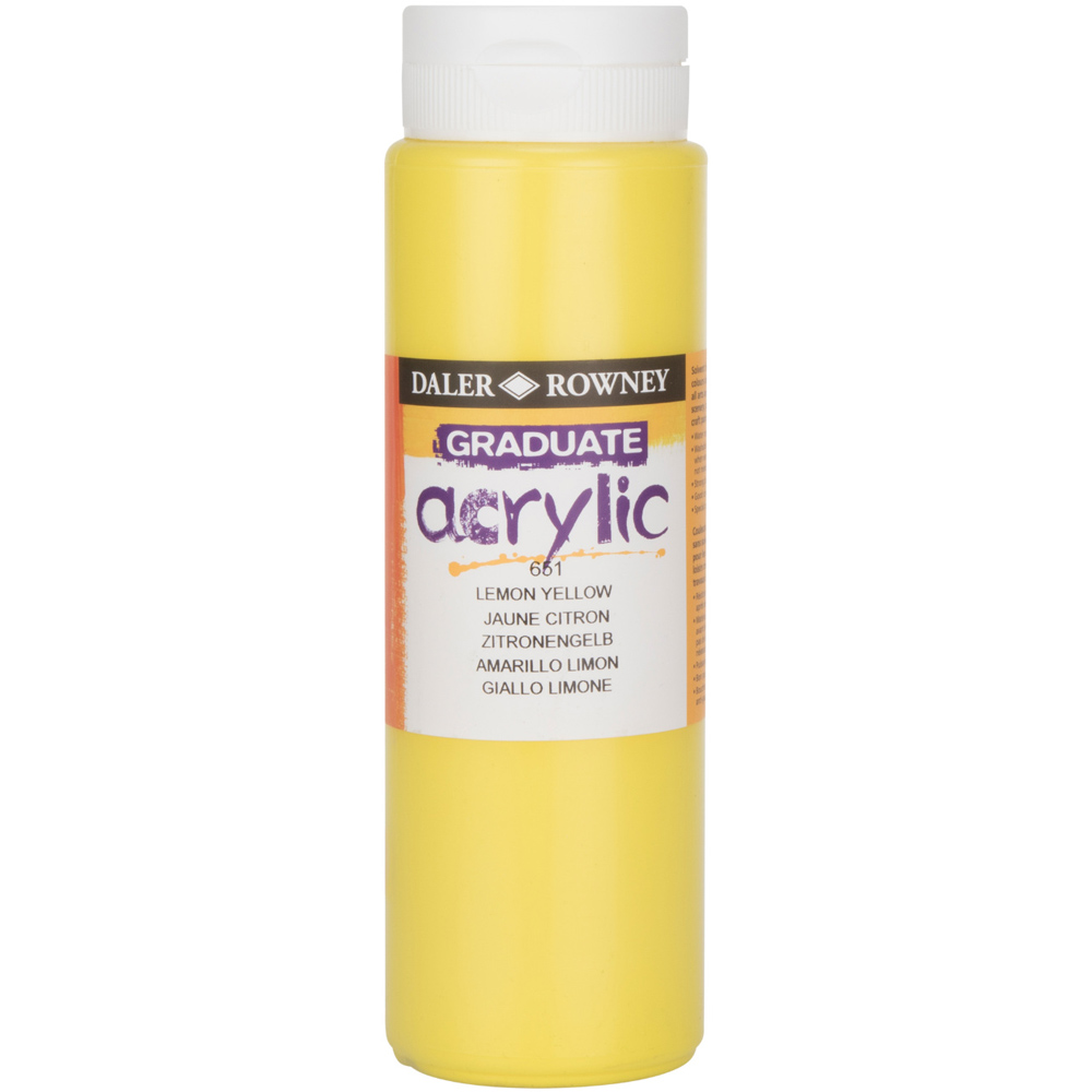 Daler Rowney Graduate Acrylic 500ml - Lemon Yellow Image