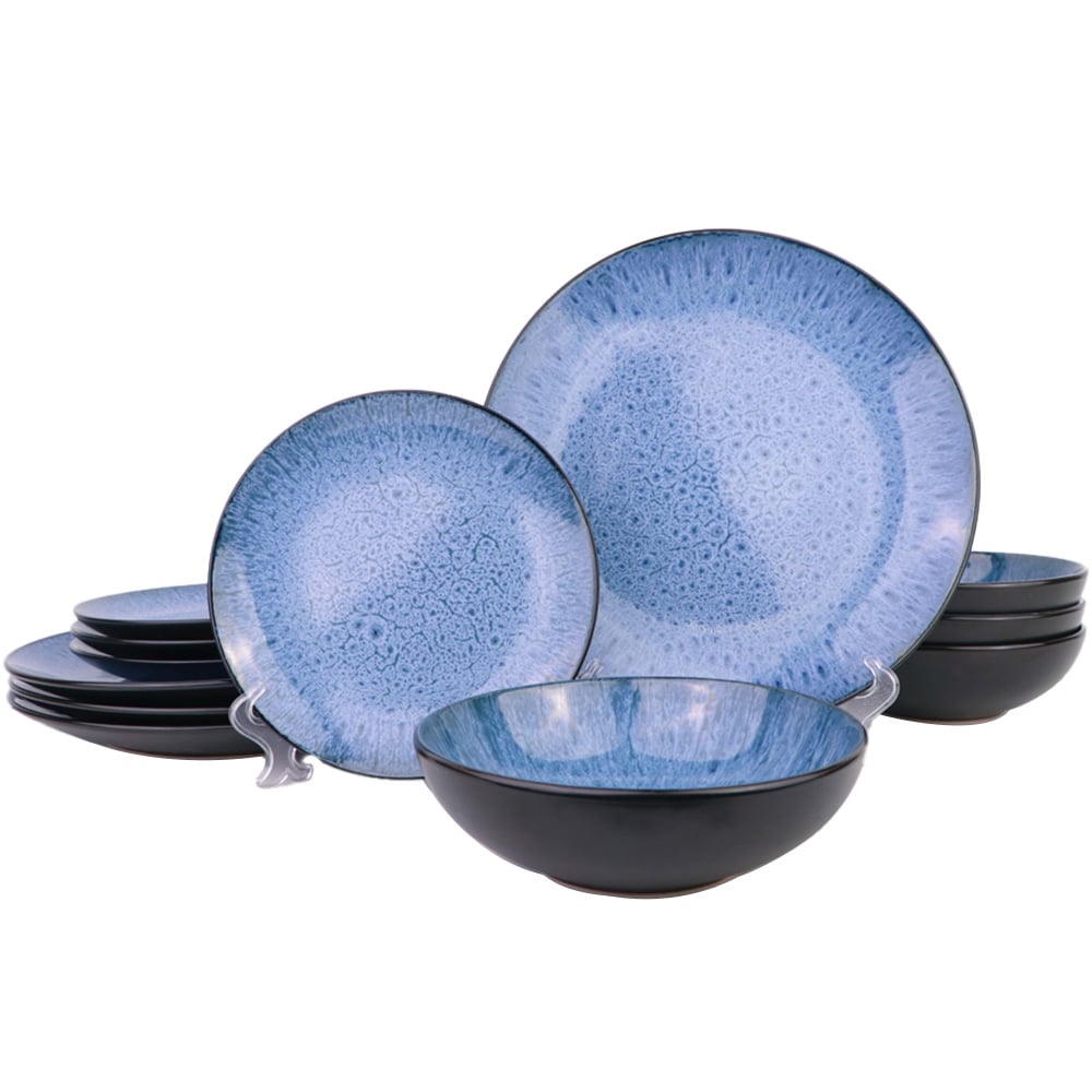 Waterside Reactive Blue 12 Piece Dinner Set Image 1