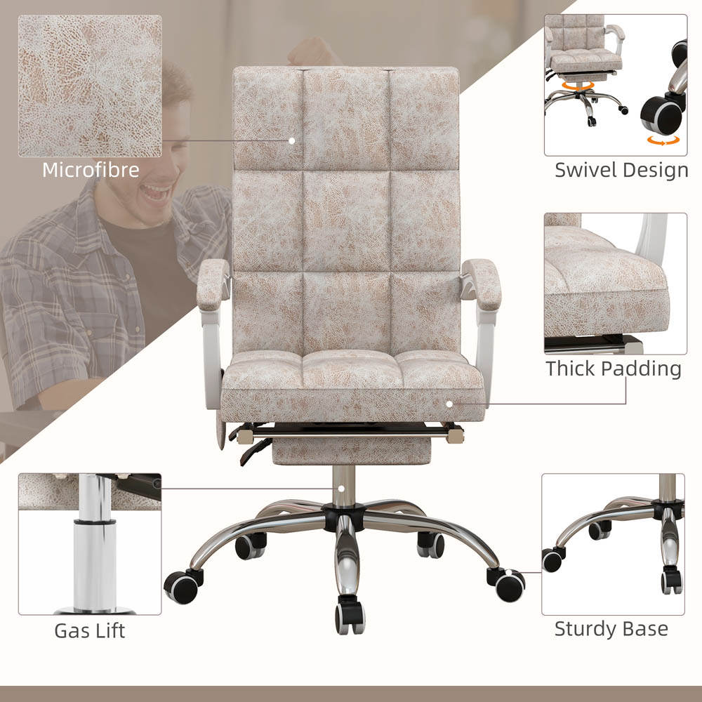 Portland Cream Microfibre Vibration Massage Swivel Office Chair Image 4