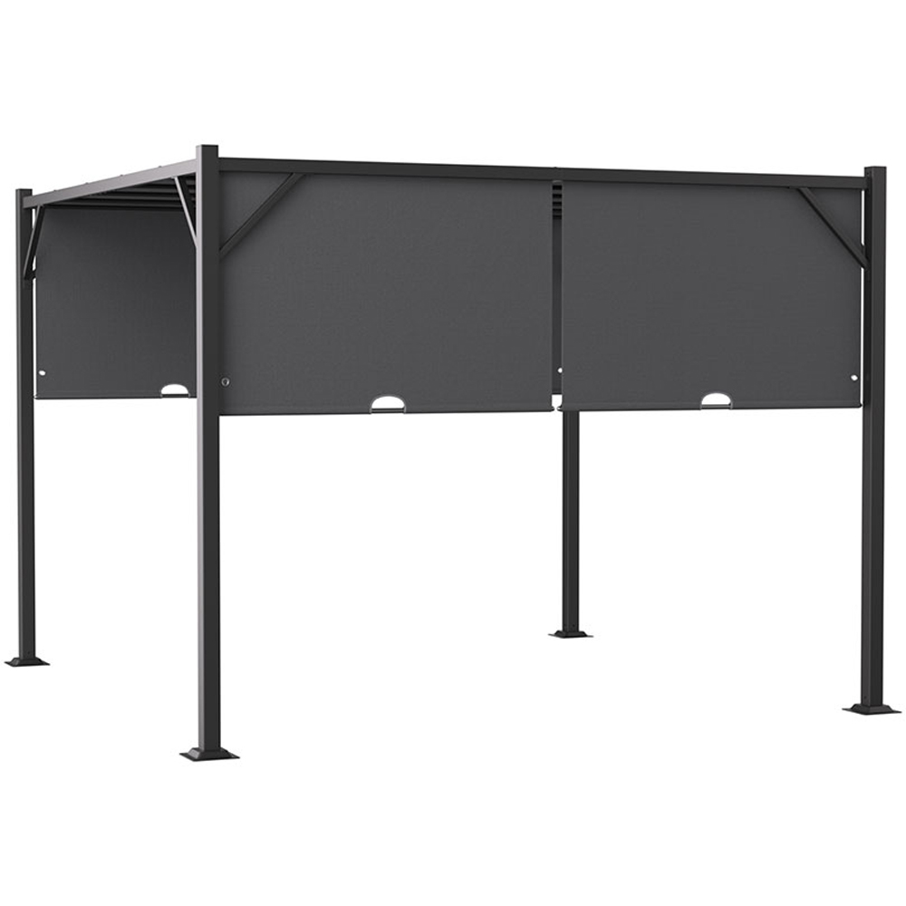 Living and Home Outdoor Steel Pergola with Retractable Canopy Image 2