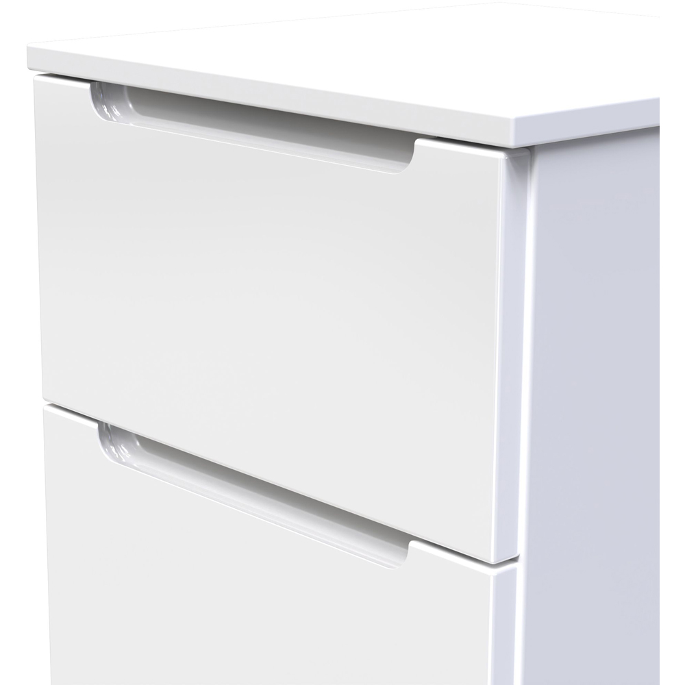 Crowndale Milan 2 Drawer White Gloss Compact Bedside Cabinet Ready Assembled Image 5