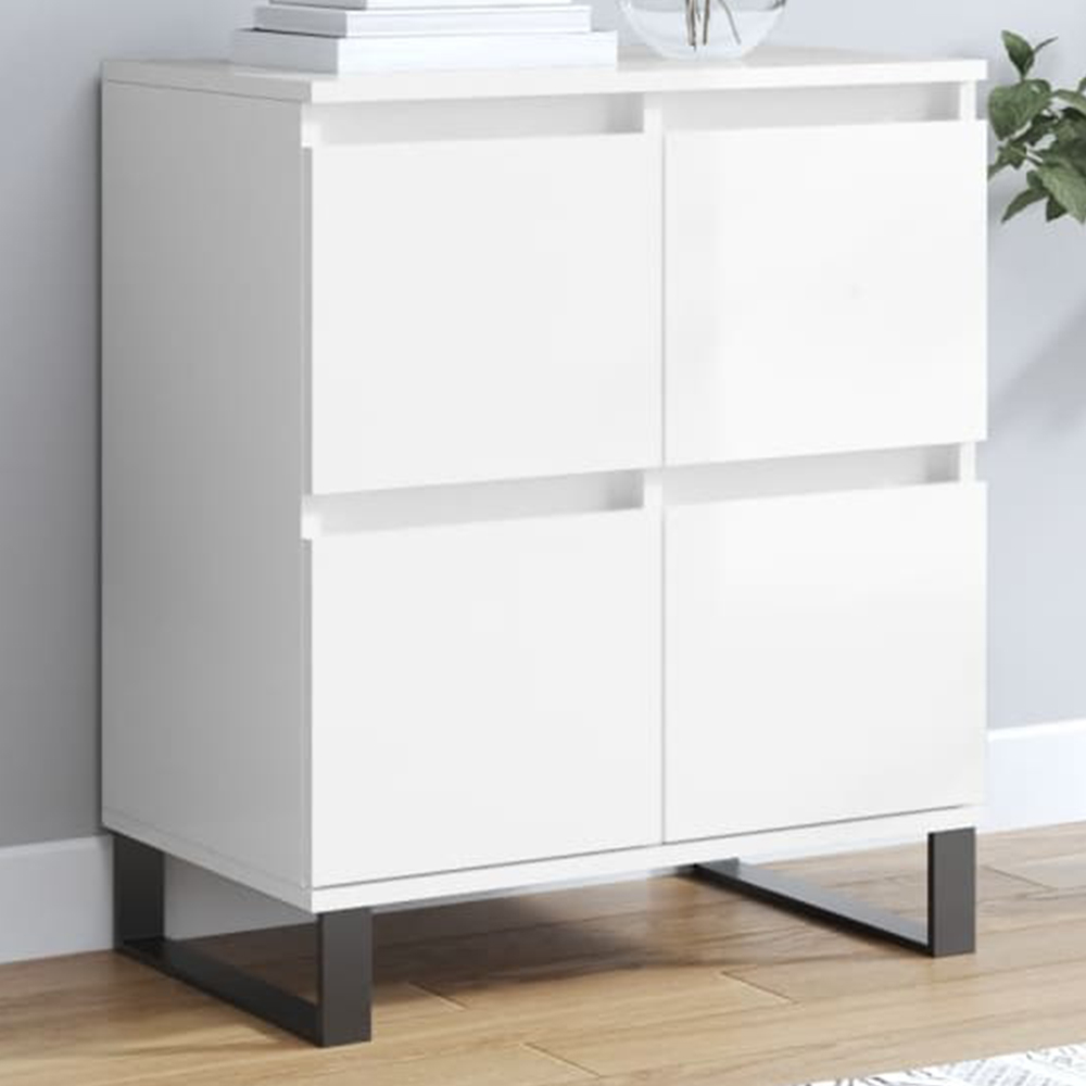 vidaXL 4 Door High Gloss White Sideboard Image 1