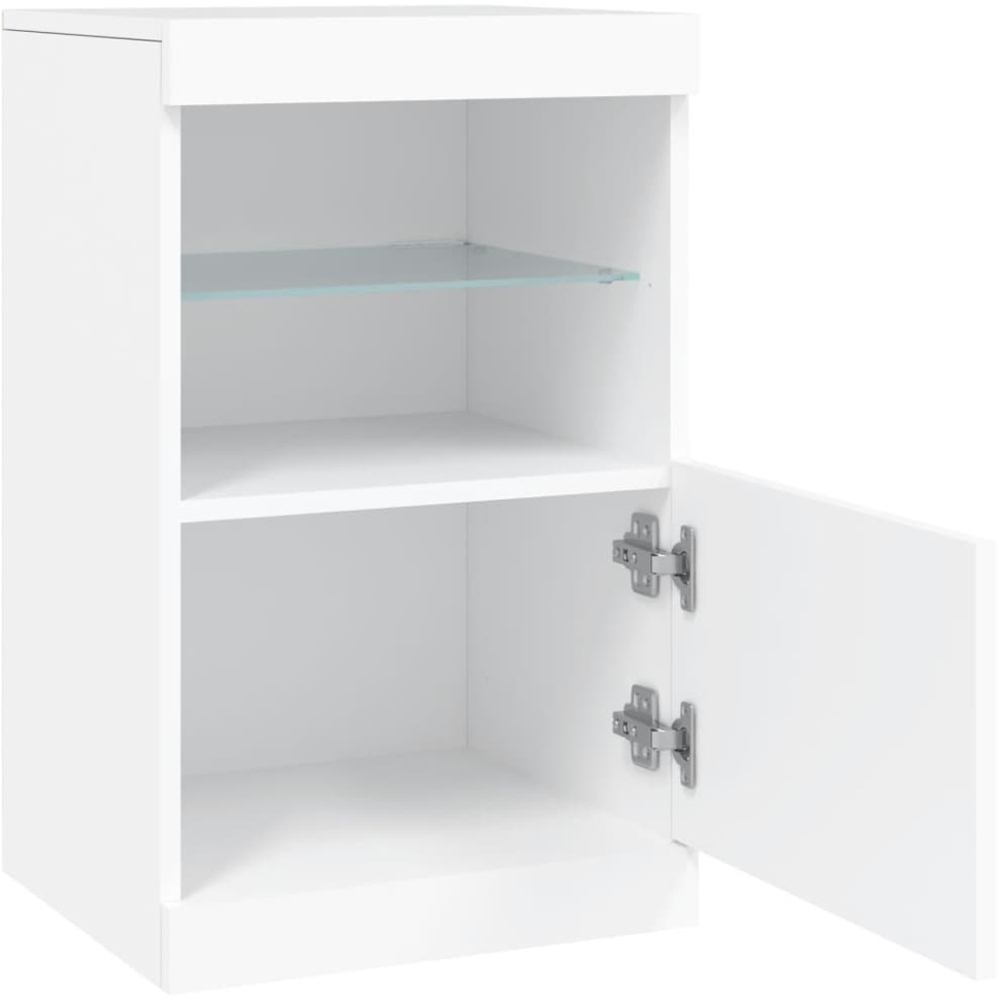 vidaXL Single Door 2 Shelf White LED Sideboard Image 5