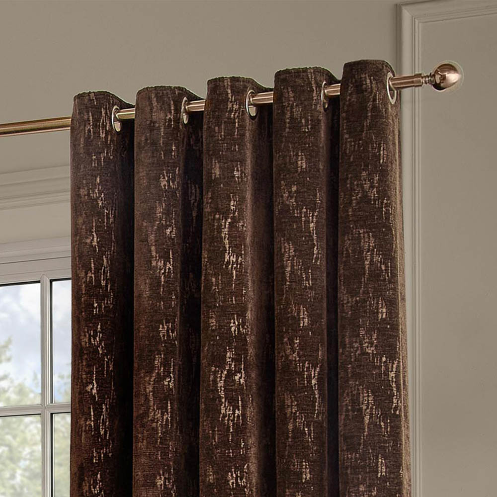 Paoletti Aurelio Chocolate Chenille Lined Eyelet Curtains 117 x 137cm Image 3