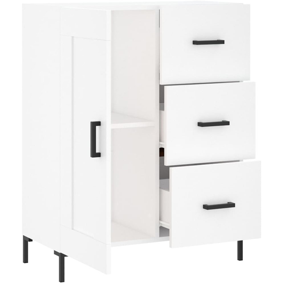 vidaXL Single Door 3 Drawer White Sideboard Image 6