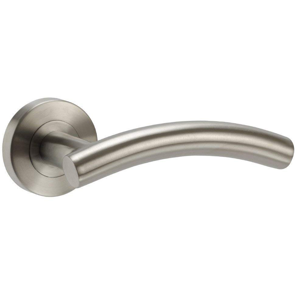 Golden Grace Brushed Steel Arched T-Bar Door Handle Set Image