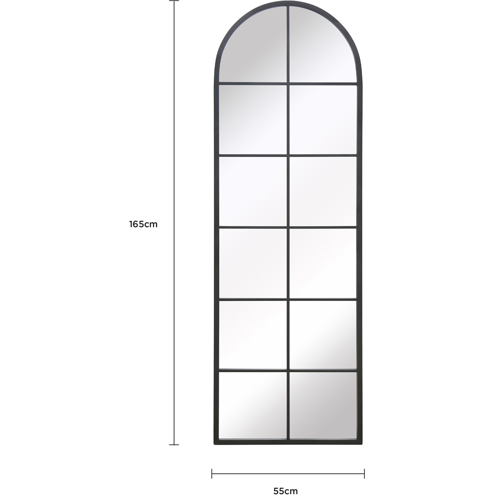 Charles Bentley Bern Black Arch Window Outdoor Wall Mirror 165 x 55cm Image 9