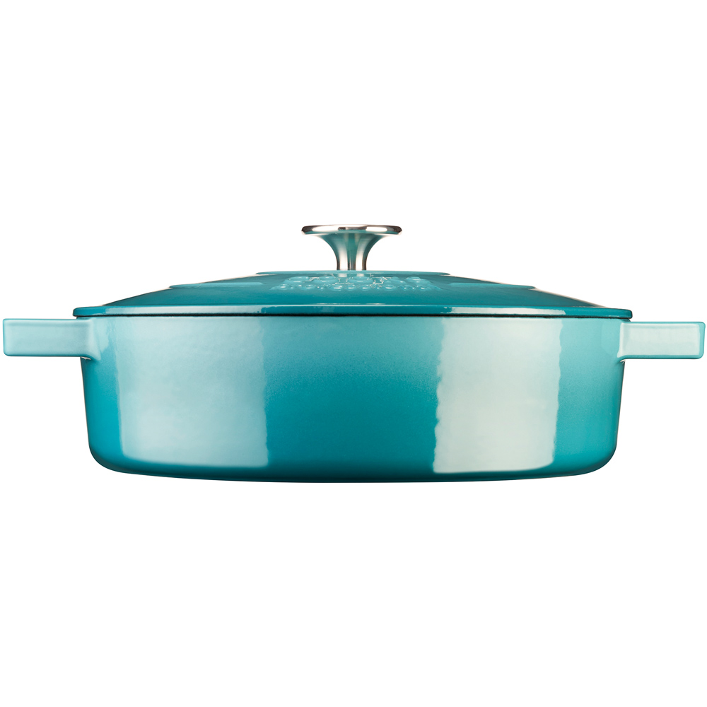 Cooks Professional 28cm Teal Cast Iron Casserole Dish with Lid Image 4