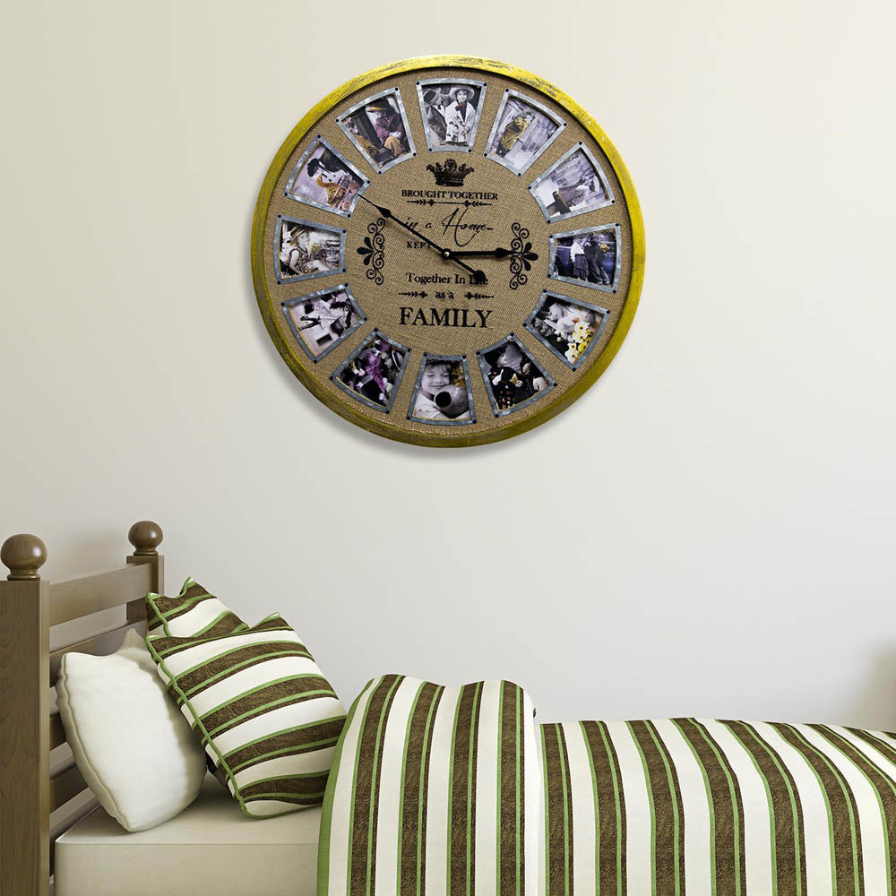 WALPLUS Family Photo Frame Timber Wall Clock 60cm Image 7