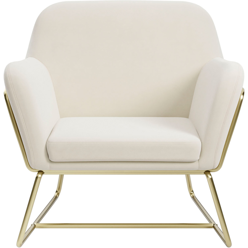 Charles Brushed Gold and Cream Velvet Armchair Image 3