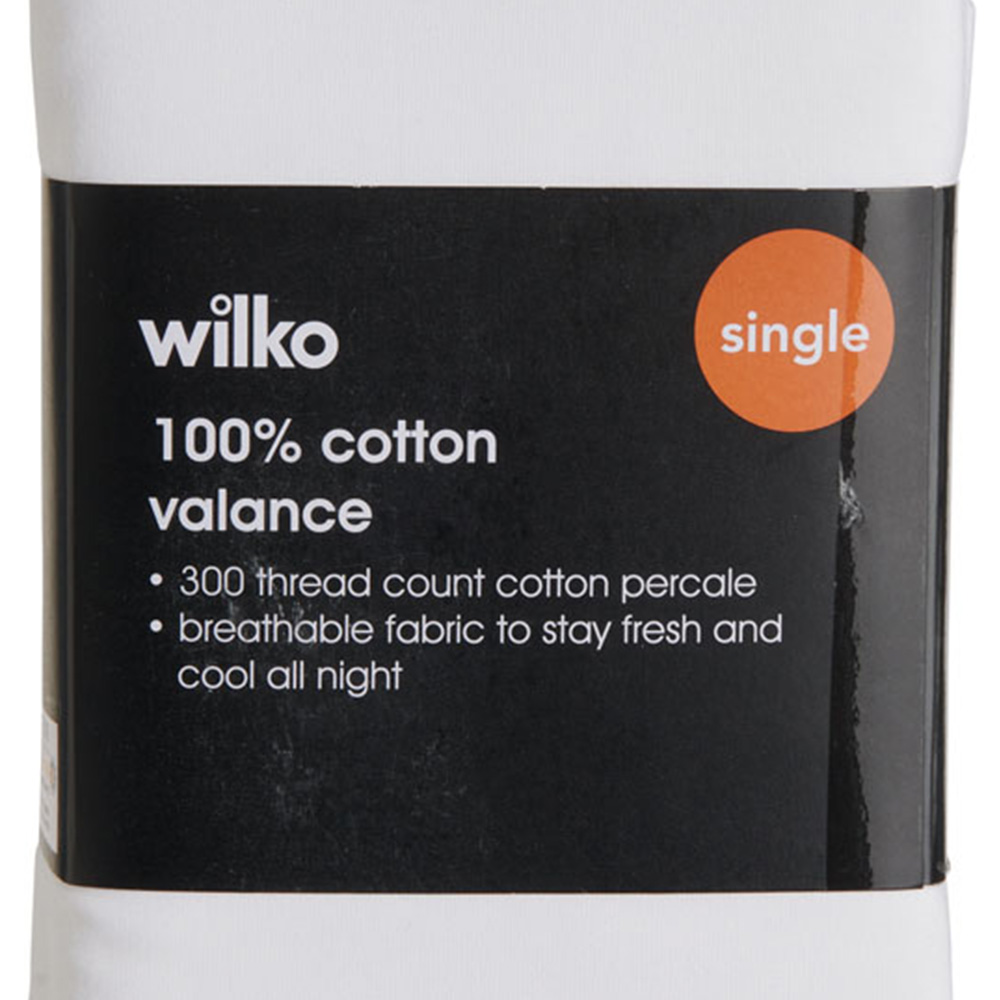 Wilko Best White 300 Thread Count Single Percale Valance Sheet Image 3