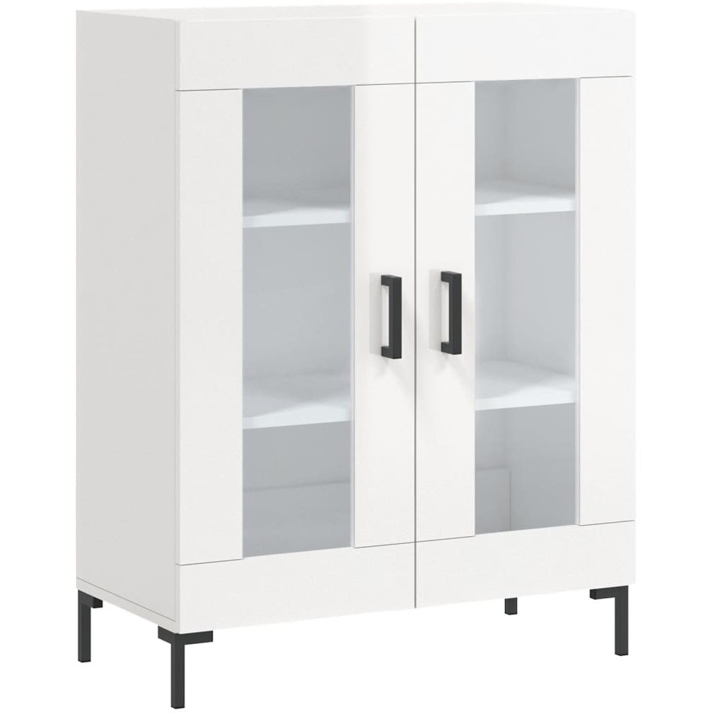 vidaXL 2 Glass Door High Gloss White Sideboard Image 2