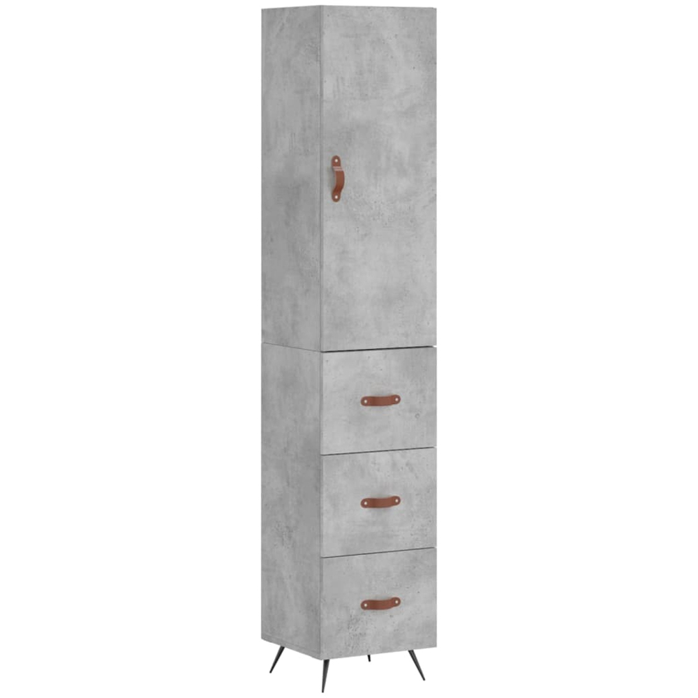 vidaXL Single Door 3 Drawer Concrete Grey Highboard Image 2