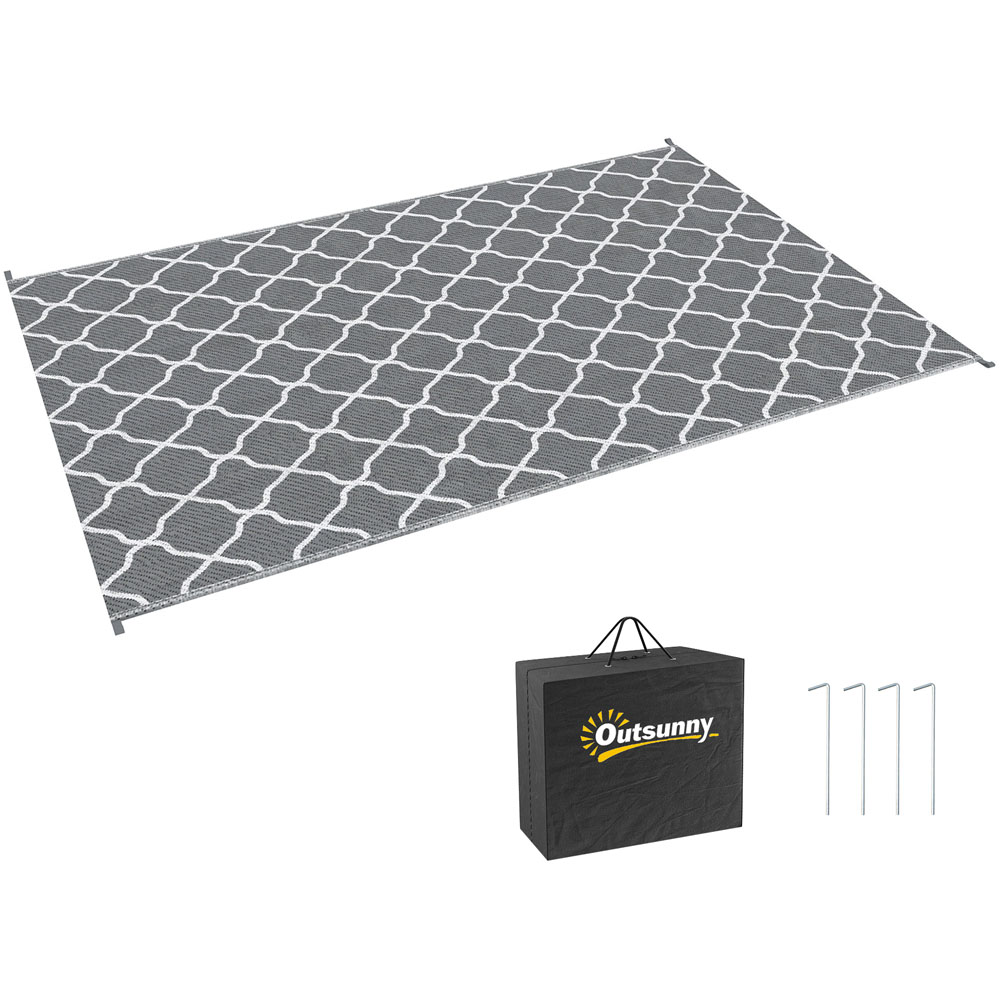 Outsunny Grey Reversible Outdoor Rug 182 x 274cm Image 1