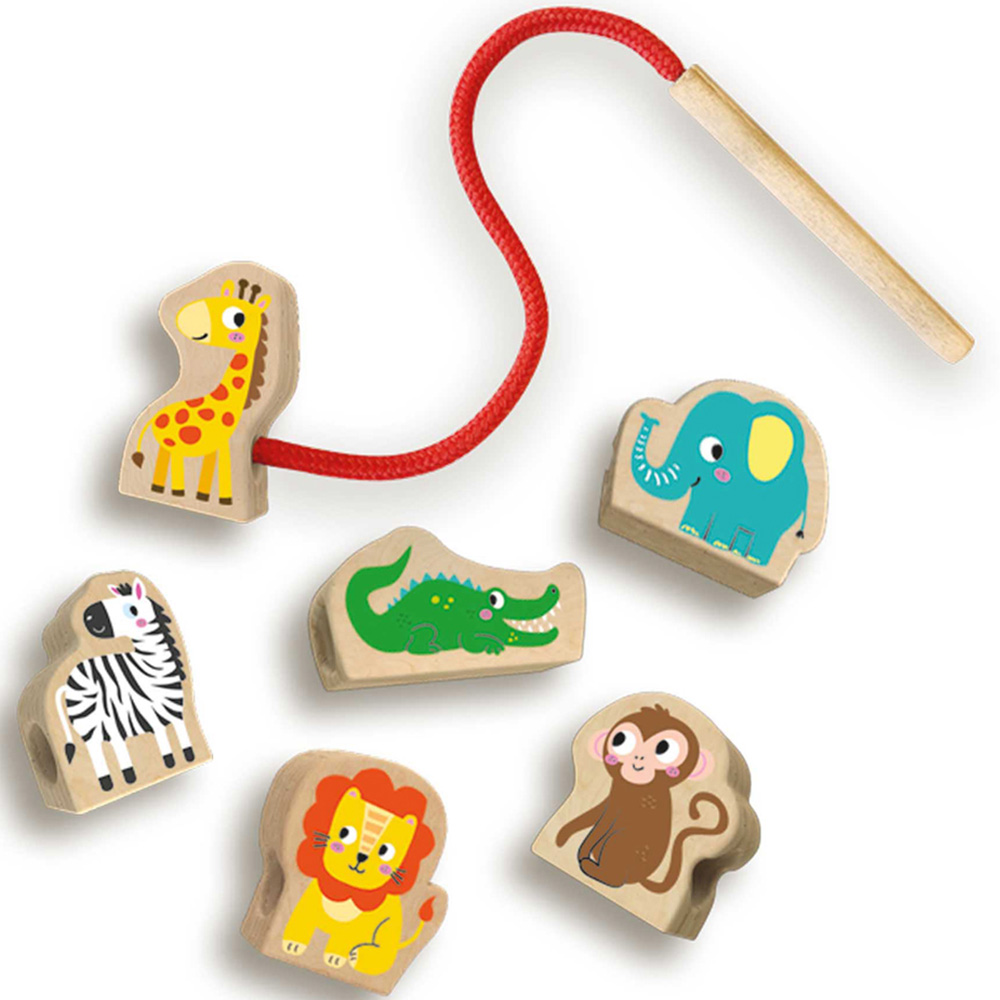 SES Creative Tiny Talents Animal Wooden Lacing Beads Image 2