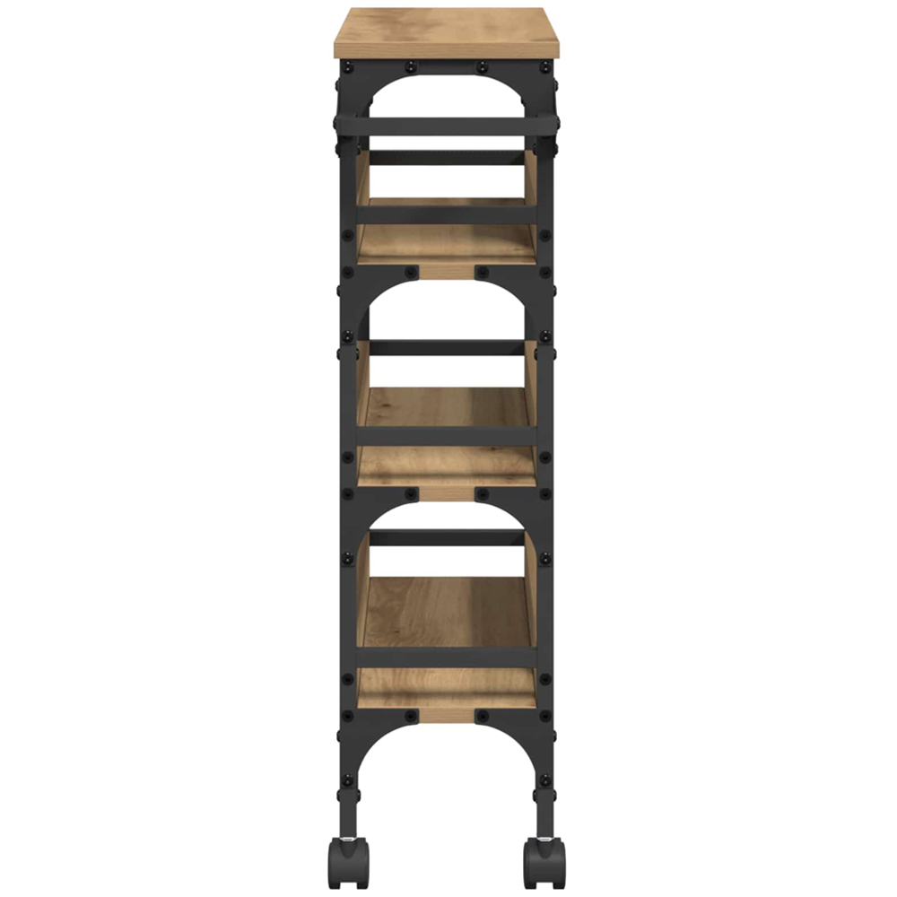 vidaXL 3 Shelf Artisan Oak Kitchen Trolley with Handle Image 7