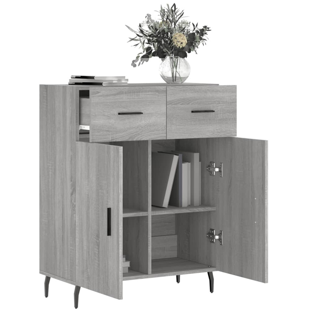 vidaXL 2 Door 2 Drawer Grey Sonoma Sideboard Image 4