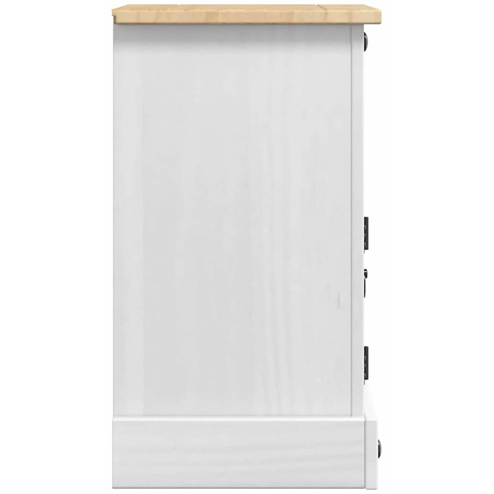 vidaXL Corona Single Door Single Drawer White Solid Pine Wood Bedside Table Image 6