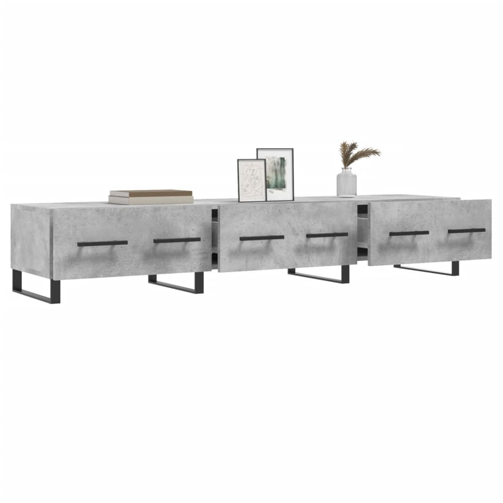 vidaXL 3 Drawer Concrete Grey TV Cabinet Image 4