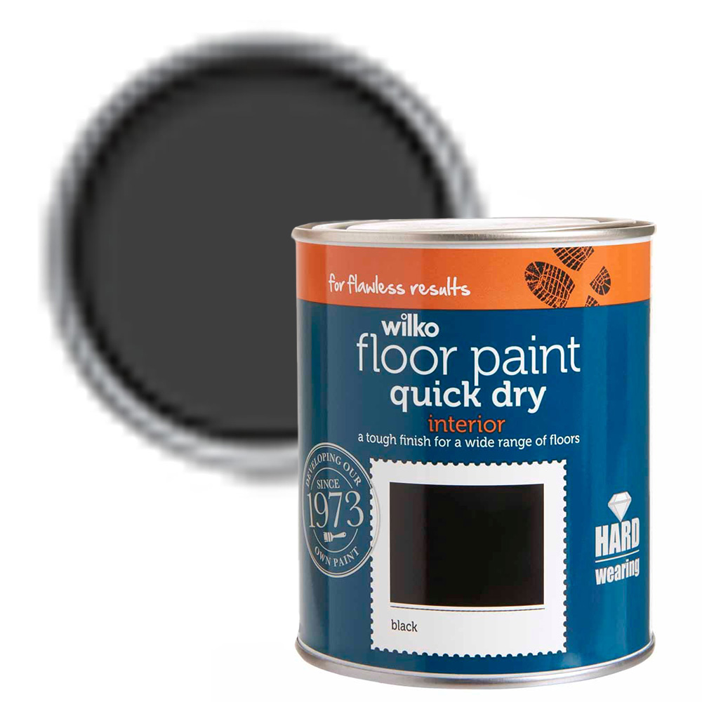 Wilko Quick Dry Black Floor Paint 750ml Image 1