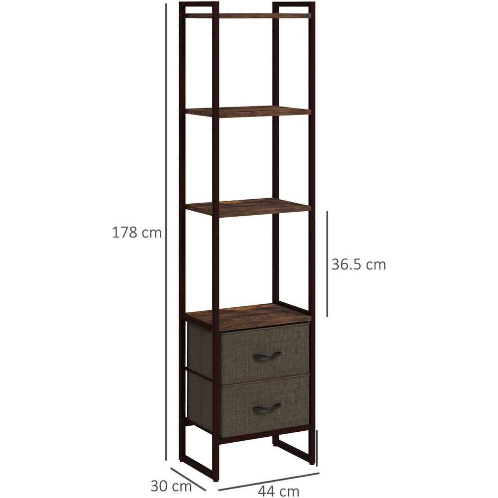 Portland 4 Tier Rustic Brown Bookcase Image 7