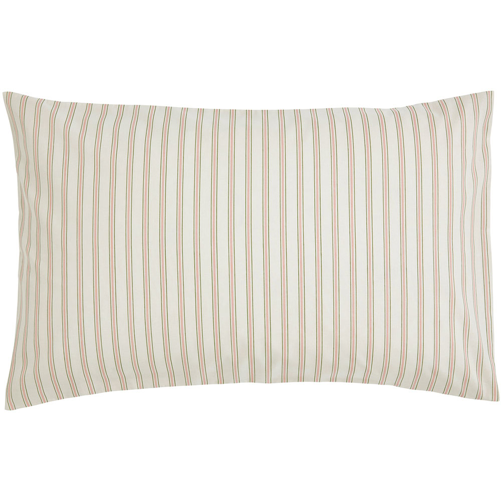 Helena Springfield Ticking Stripe Super King Size Green and Pink Duvet Set Image 2