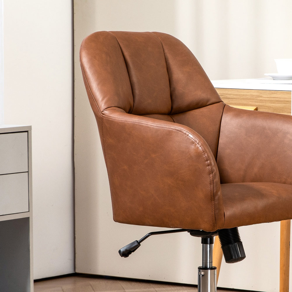 Portland Brown PU Leather Swivel Office Chair Image 3