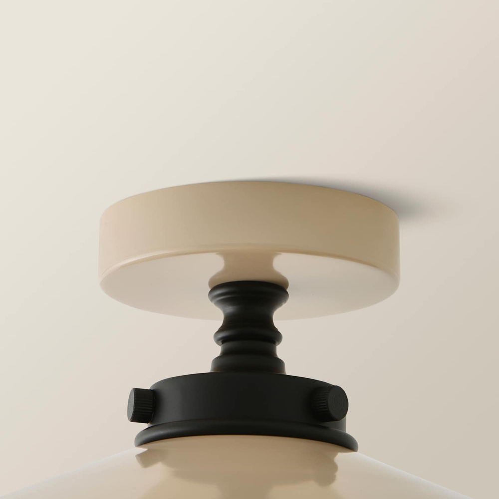 ValueLights Hampstead Natural Rolled Edge Tapered Flush Ceiling Light with Bulb Image 3