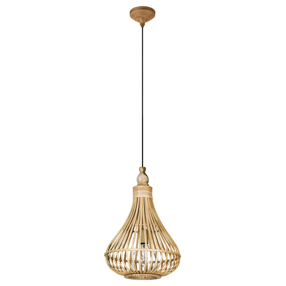 EGLO Amsfield Rattan Pendant Light Image 1